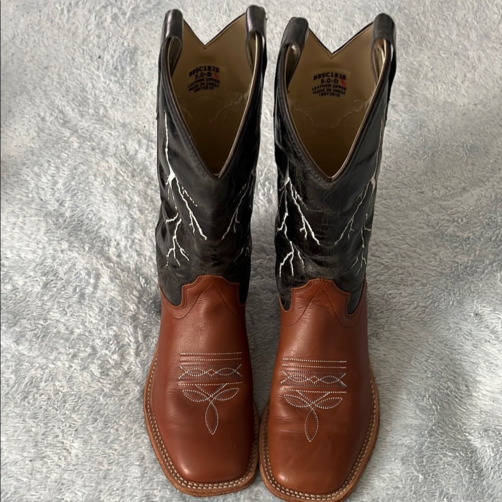Kids  Brown and Black Western Boots